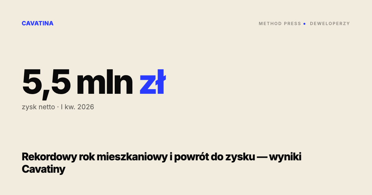 Rekordowy rok mieszkaniowy i powrót do zysku Cavatiny